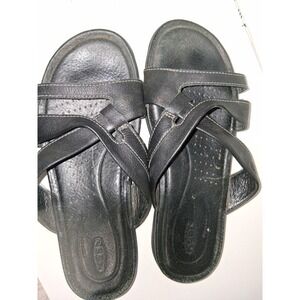 KEEN Women's Black Leather hiking Slide Sandals Comfort US size 6.5 EU 37 UK 4